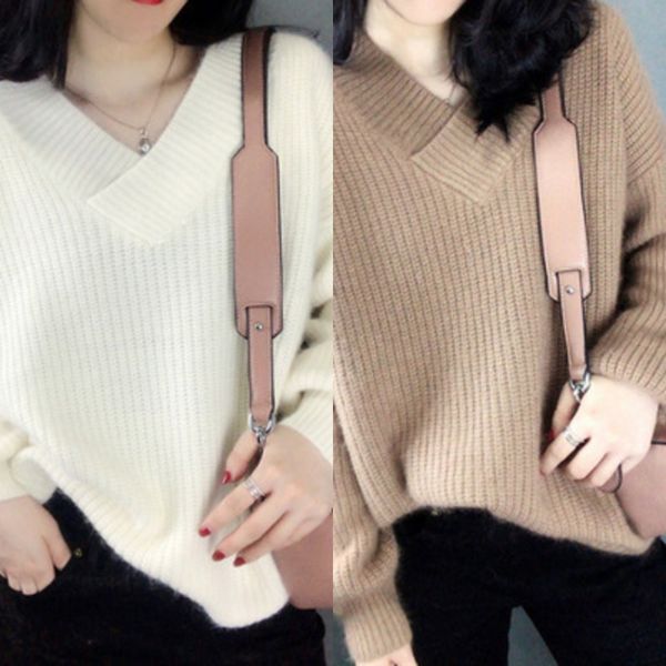 

мори женщин пуловер пуловер pulloversweater потерять большой v-образный вырез трикотажного кашемира дном свитер новая осень зима 2020 женска, White;black