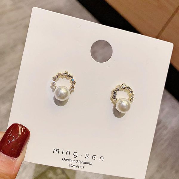 

stud korean fashion cute pearl small earrings boho geometric woman earring kawaii designer aesthetic jewelry, Golden;silver