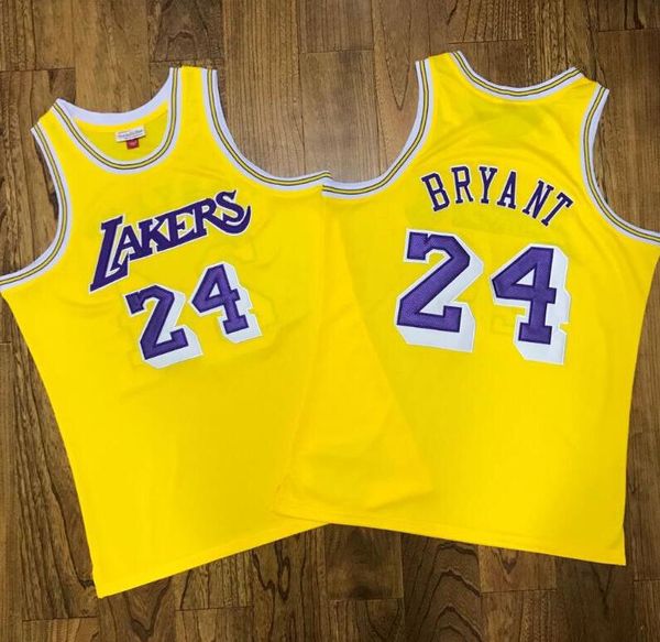

men los angeles lakers kobe bryant yellow hardwoods classics player jersey, Black;red