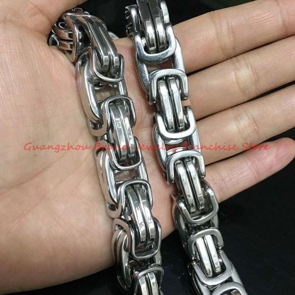 

chains 7"-40" promotion 7/8/10/12/15mm men's chain link necklace or bracelet stainless steel silver color byzantine high qual