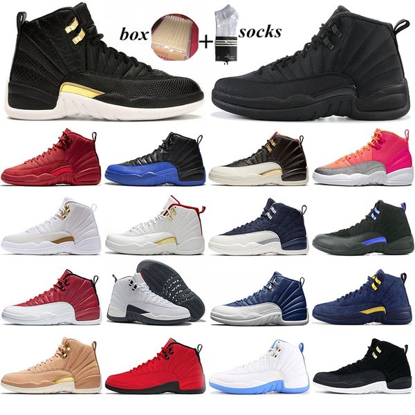

with box 12 stone blue university gold dark concord reverse flu game the master men basketball shoes 12s playoff french blue sneakers 40-47