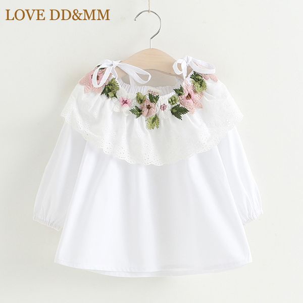 

love dd&mm girls clothing 2020 spring summer new girl flower embroidery long sleeve tie strapless white shirts y200704, White;black