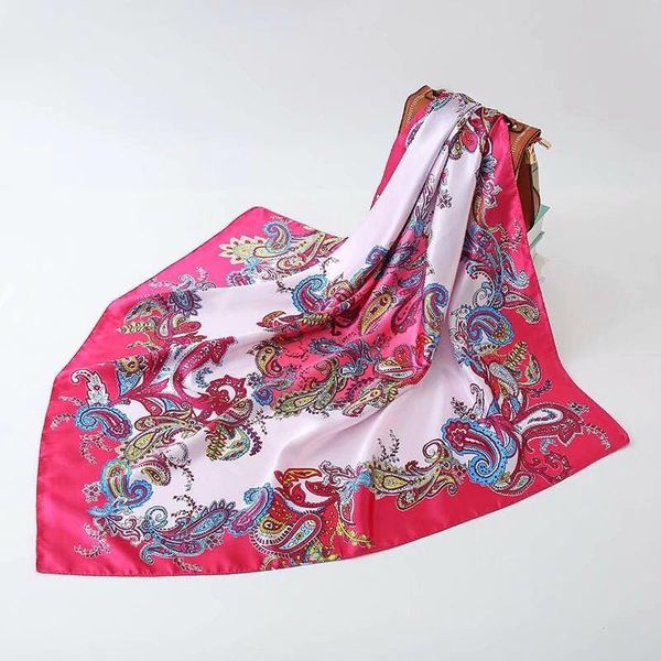 

scepter pattern printed ink blue scarf women embroidered silk handkerchief square bandana foulard neckerchief female dfk022, Blue;gray