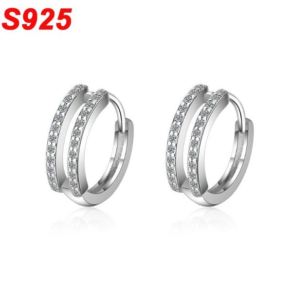 

dainty 925 sterling silver small hoop earrings micro pave cz huggies mini round circle loop tragus piercing ear rings se015, Golden;silver