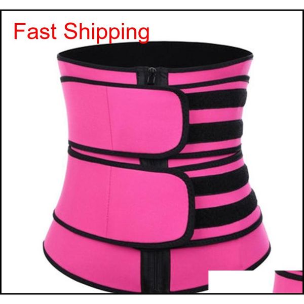 

us ship slimming belt body shaper waist trainer bands double straps cincher corset fitness sweat belt girdle shapewear nbytw, Black;gray