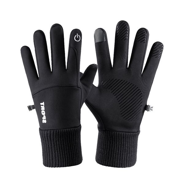 

1pair men women running hiking outdoor waterproof winter gloves warm soft cycling solid cold weather anti slip windproof fashion, Blue;gray