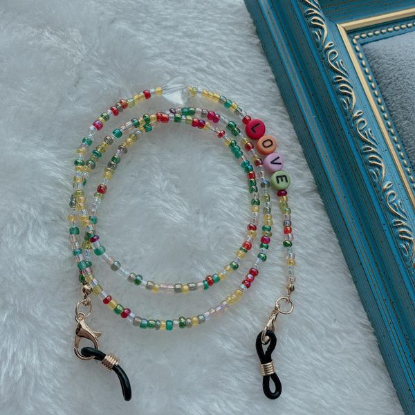 

2021 chic colorful beads handmade mask chain holder simple letter beads straps sunglasses chain lanyard jewelry h bbyoia