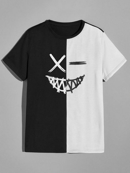 

men colorblock graphic tee e3bv#, White;black