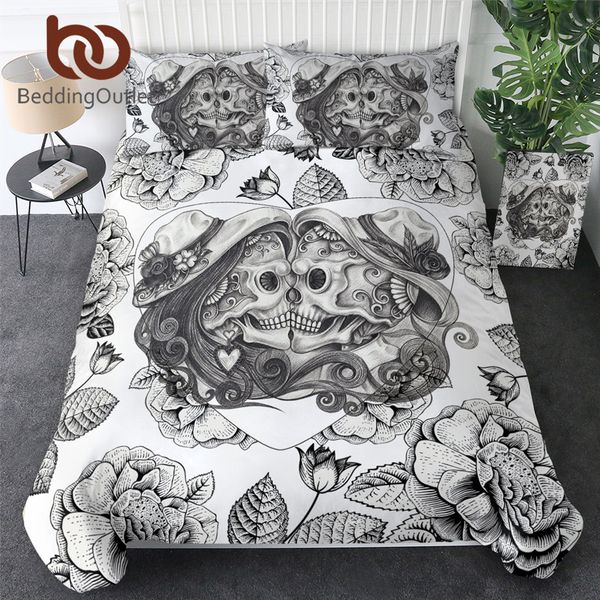 

beddingoutlet skull bedding set king rated boy gothic duvet cover 3pcs couples vintage bedclothes floral double love bed set