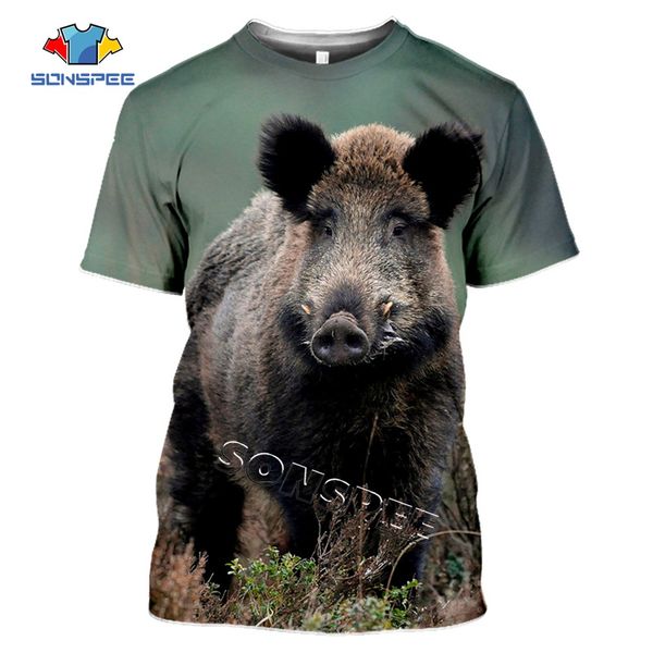 

summer hunting wild boar animals 3d print shirts horror aesthetic graphic men clothing