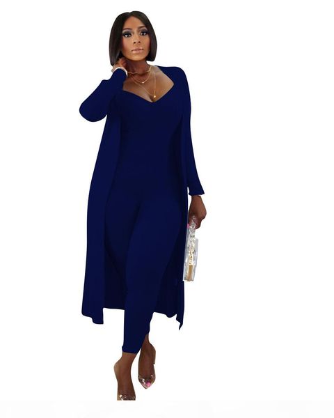 

womens long-sleeved clothes 2 pieces set casual rib long sleeve coat + slim fit jumpsuit two sets autumn 2020, Tan;black