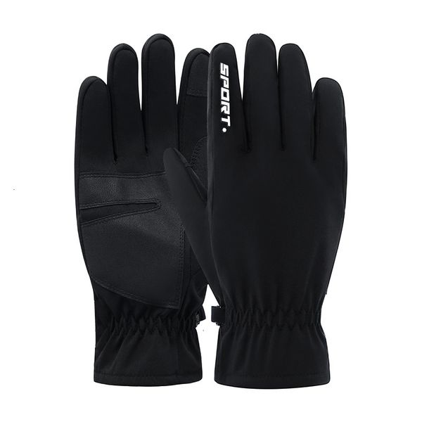 

new winter skiing gloves: windproof, waterproof, cold proof, plush, thickened, warm, outdoor riding, antiskid and mountaineering touch, Blue;gray
