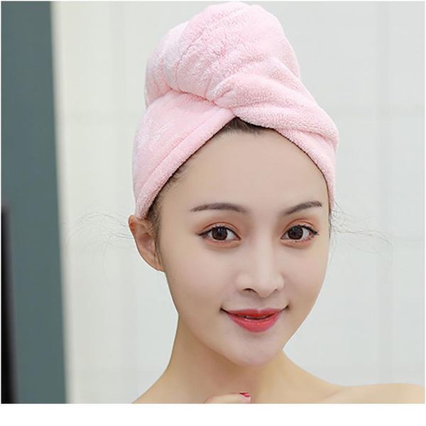 

coral velvet dry hair towel quick-drying hair cap shower cap super absorbent japanese style bear button bathroom acc qylaig