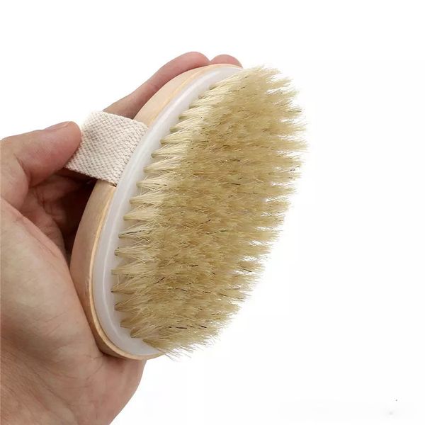 

wooden shower dry bath skin soft natural bristle spa body brush without handle
