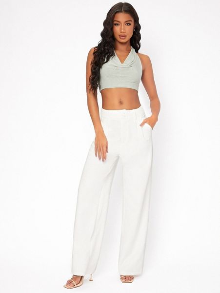 

tall solid wide leg pants v8vu#, Black;white