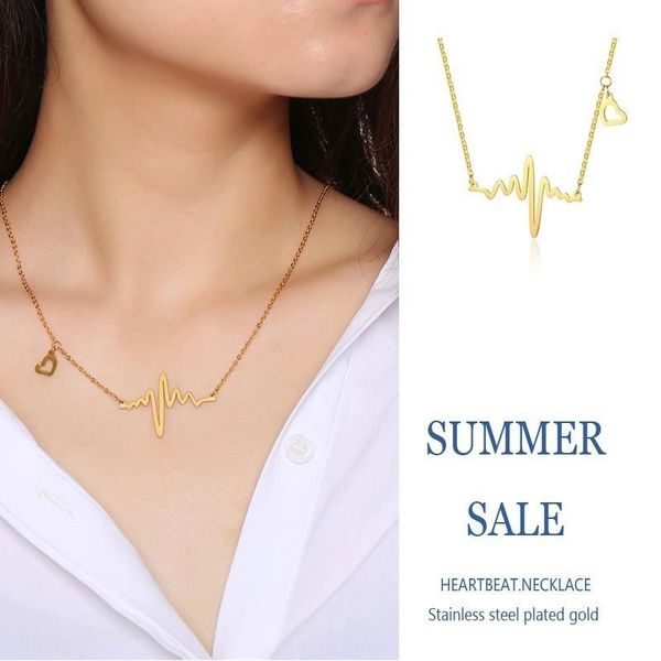 

chains women heartbeat necklace in stainless steel golden minimalist jewelry, Silver