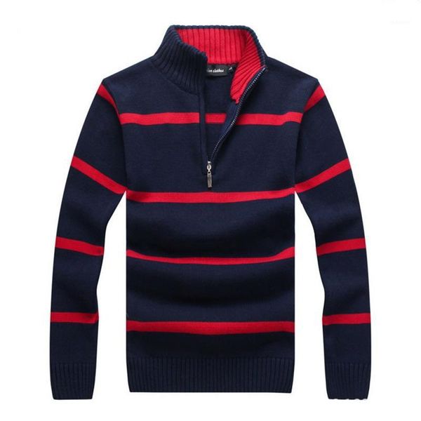 

men striped sweater men stand collar pure cotton sweaters 2020 new warm pullover coat outerwear 6 color mens sweaters1, White;black