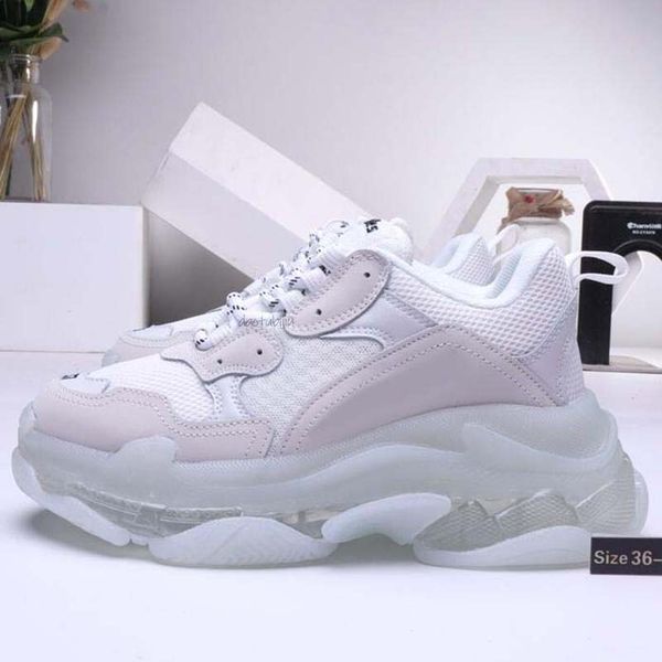 

paris casual shoes triple-s clear sole trainers dad shoe sneaker combination crystal bottom mens womens platform shoes leisure chaussures e1, Black