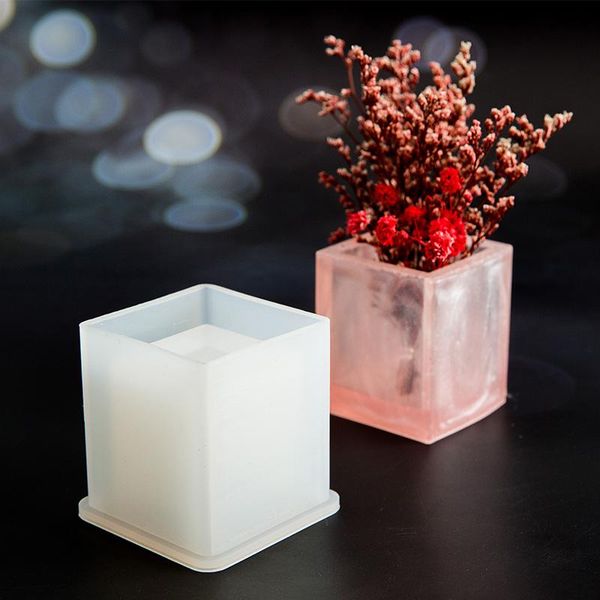 

silicone mold dried flower resin decorative craft designer diy storage pen holder mould epoxy resin concrete molds candle mold wmthln, Black