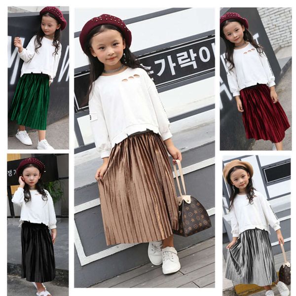 

length autumn half and winter foreign sle children's veet princs girl's baby puffy parent child pleated skirt long, Blue