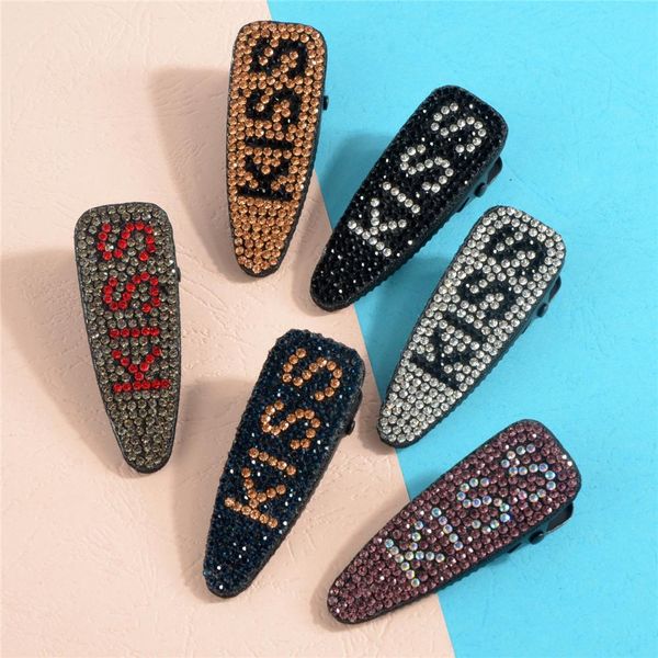 

клипы мода блестящий кристалл волос для женщин девочек поцелуй love letters шпилька водослива привязать barrettes головной убор аксессуары д