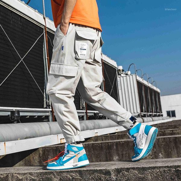 

youth men's multi pocket cargo pants fashion overalls hip hop trousers men autumn plus size streetwear trend casual pants1, Black