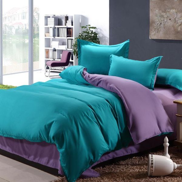 

bedding set 4 pieces solid color brief chic style sheet duvet cover pillowcase home decoration wedding decoration1