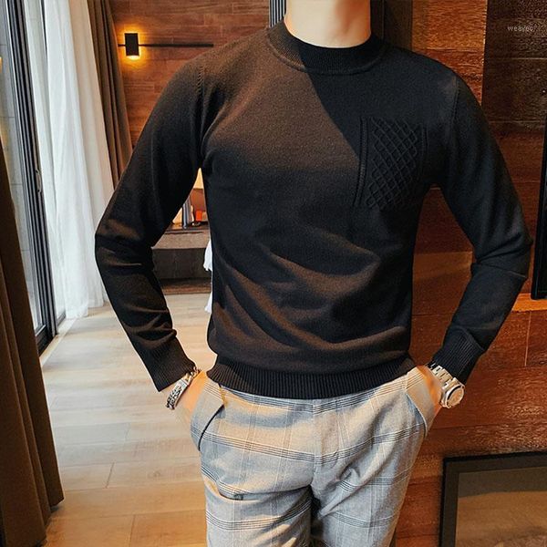 

male casual knitwear sweater men solid color slim fit pullover thin bottom sweater1, White;black