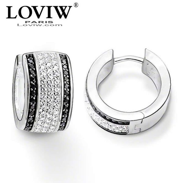 

hoop & huggie creole hinged earrings black white zircon style fashion good jewerly for women gift silver-plate, Golden;silver