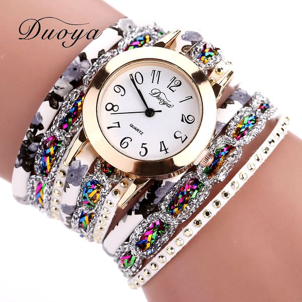 

luxury duoya brand watches flower womens quartz watch luxury bracelet ladies dress flower crystals creative wristwatch fashion design, Slivery;brown