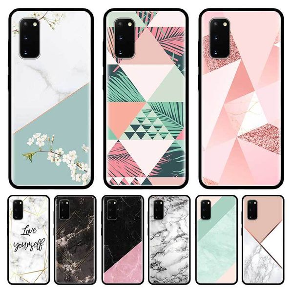 

geometric marble case for samsung galaxy s10 s20 ultra s9 s8 plus s7 note 20 9 10 lite cubre black tpu mobile phone coque bag