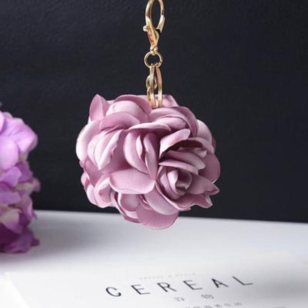 

new leather strap rose flowers keychain bag pendant car accessory charm for women key chain buckle key ring porte clef eh591 h qylkpc