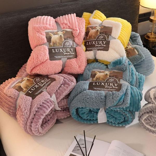 

blankets luxury cashmere blanket winter thick double layer sherpa throw 150x200cm warm comfortable weighted flannel fleece blanket1