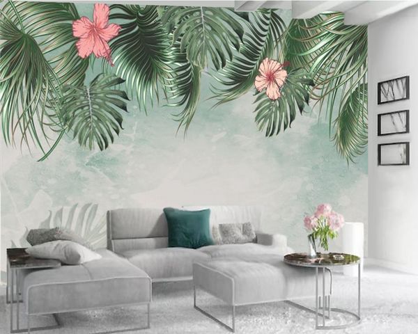 

3d насущные обои изумрудные европейские листья цветок 3d обои hd цифровая печать влагостойкие 3d обои