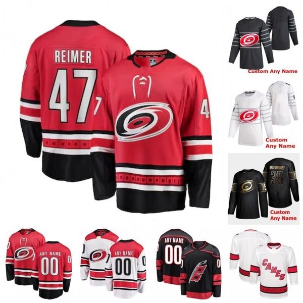 

custom carolina hurricanes clark bishop jake bean gardiner james reimer martin necas max mccormick 2020 hockey jersey, Black;red