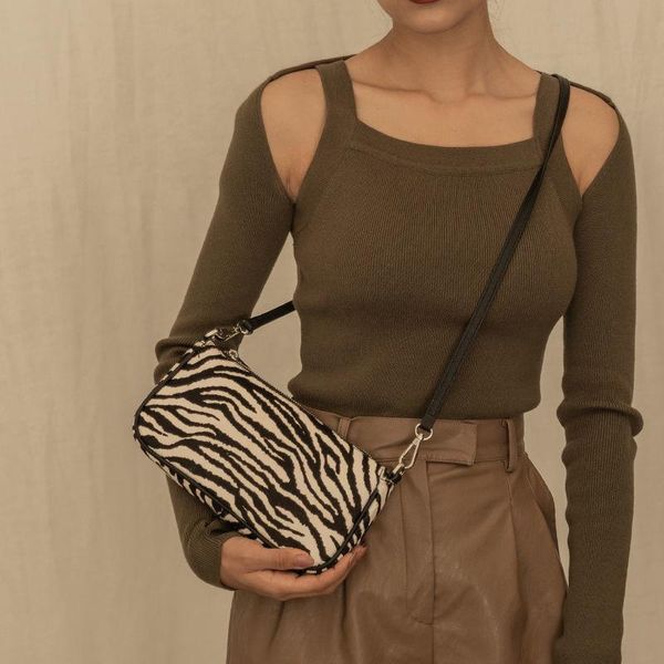 

cross body vintage messenger bags for women clutch purses handbags fashion zebra pattern ladies underarm bag female baguette shoulder