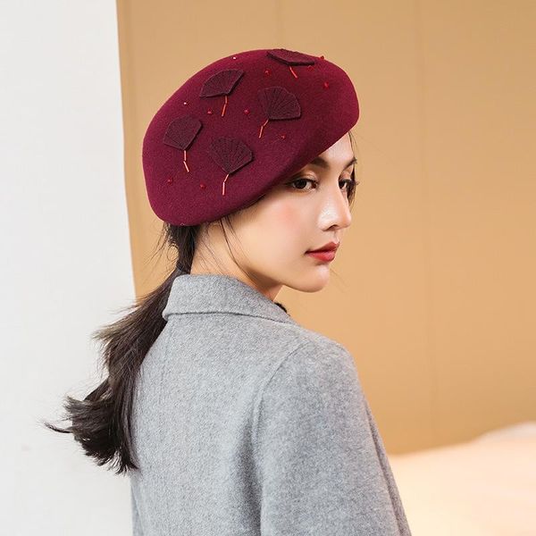 

берет hat femme женщины береты 100% австралия шерсть hat моды шерстяной fedora осень зимние шапки lady party шикарный головной убор, Blue;gray