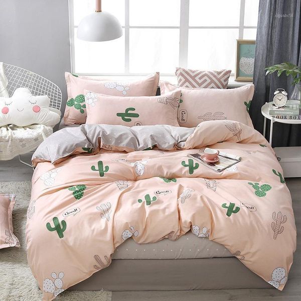

cactus print plaid dot bed cover set kid boy girl duvet cover child bed sheets and pillowcases comforter bedding set j0551