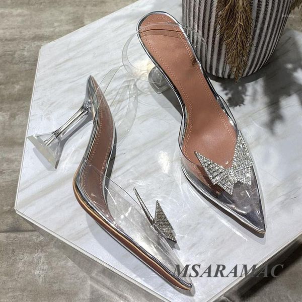

shiny crystal butterfly clear high-heeled sandals pvc vamp pointed toe dress shoes ladies nightclub shoes1, Black