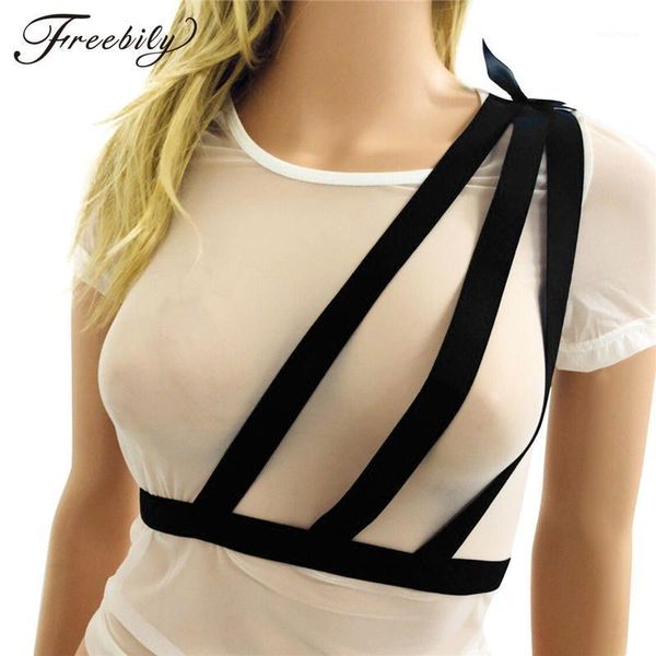 

Women Fashion Gothic Elastic Waist Belt Harness One Shoulder Style Adjustable Bowknot Braces Accessory Roleplay Costume Clubwear1, Black;brown