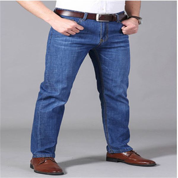 

jeans pants for men casual bussiness distrressed pants zipper fly new black fashion jeans men's long straight pants, Blue