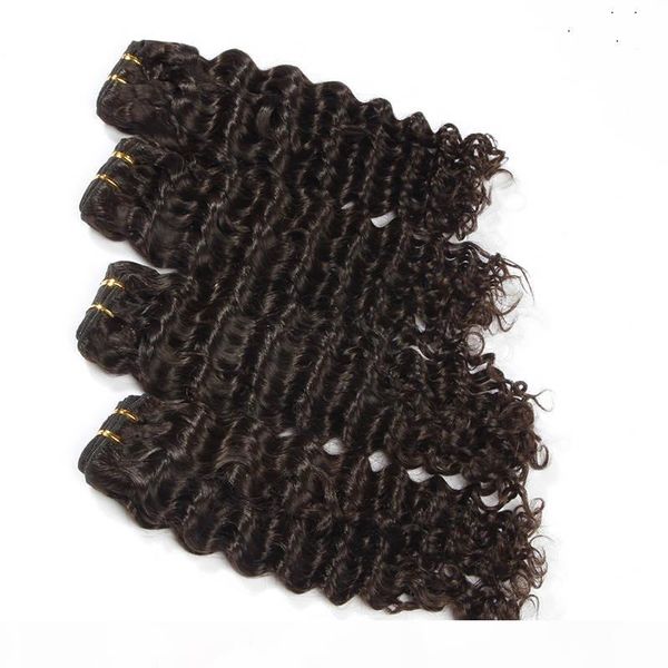 

brazilian loose deep wave 100% human hair weaving 10-30 inchs dark brown color virgin hair weave bundles, Black