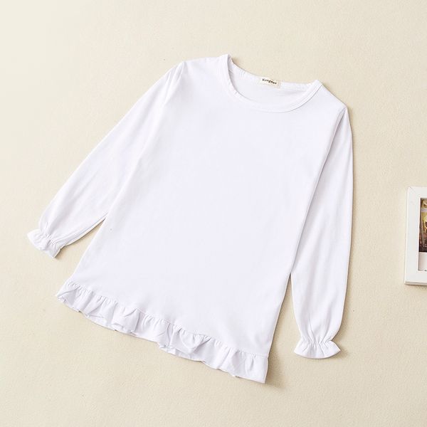 

spring autumn kids clothes baby girl long sleeve t-shirt cotton solid color ruffle basic shirt children's clothing roupas, Blue
