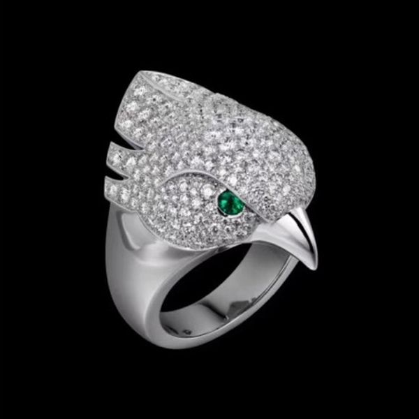 

горячие продажи деньги животных eagle head ring нейтральны личность мерцание превосходное качество роскошной птицы кольца глаза инкрустирова, Golden;silver