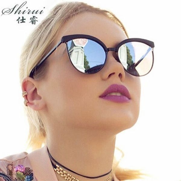 

2019 sunglasses women brand designer fashion coating mirror cat eye sun glasses for female uv400 goggle oculos de sol, White;black