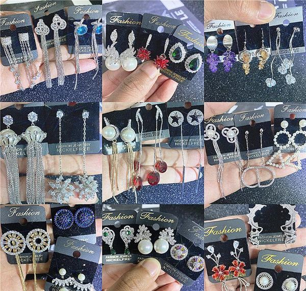 

tassel zircon real temperament with long plated fashion pearl gold korean 925 female earrings wholesales silver needles earrings wmtid