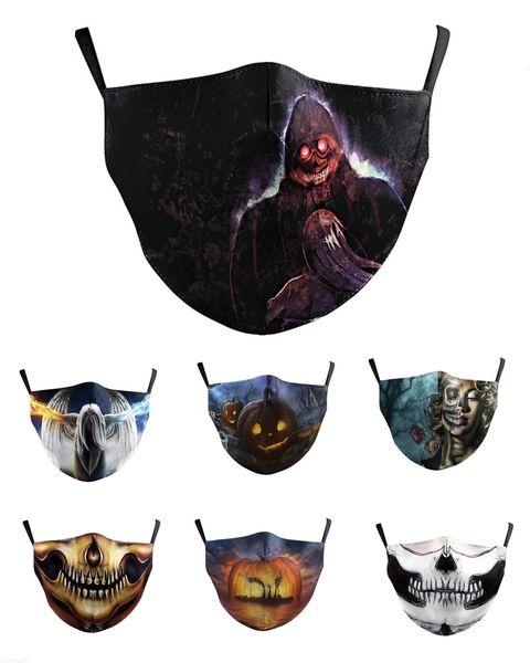 

design masks halloween party cosplay masks with filter washable joker face mask digital printing mask halloween skull protection cotton mask
