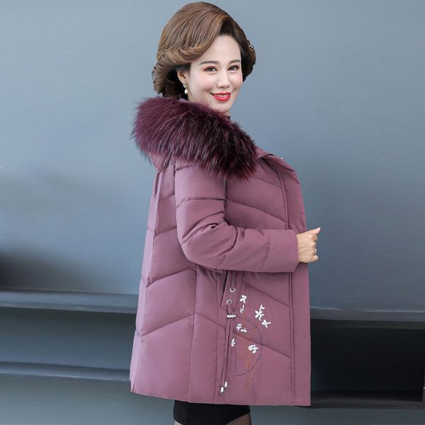 

middle aged and old 40-50-year-old mother down women's thickened cotton padded jacket, Black