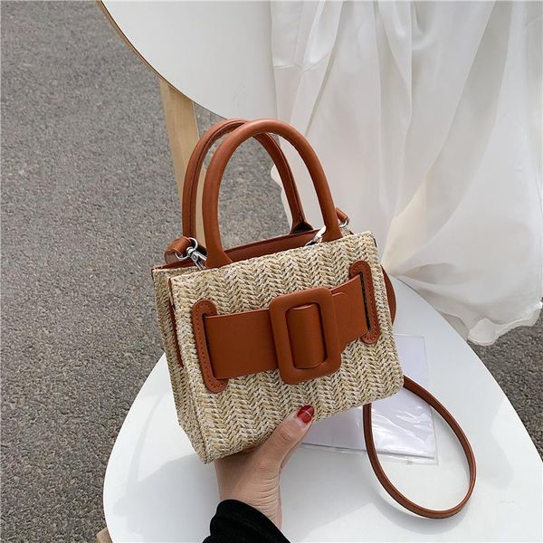 

straw bag women summer 2020 fashion new womens hand woven small square bag vintage ladies handbag shoulder crossbody bags