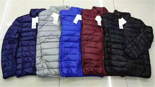 

autumn winter warm men lightweight thin slim down jackets fashion soild long sleeve zipper warm coat mens casual winter jacket and women, Black